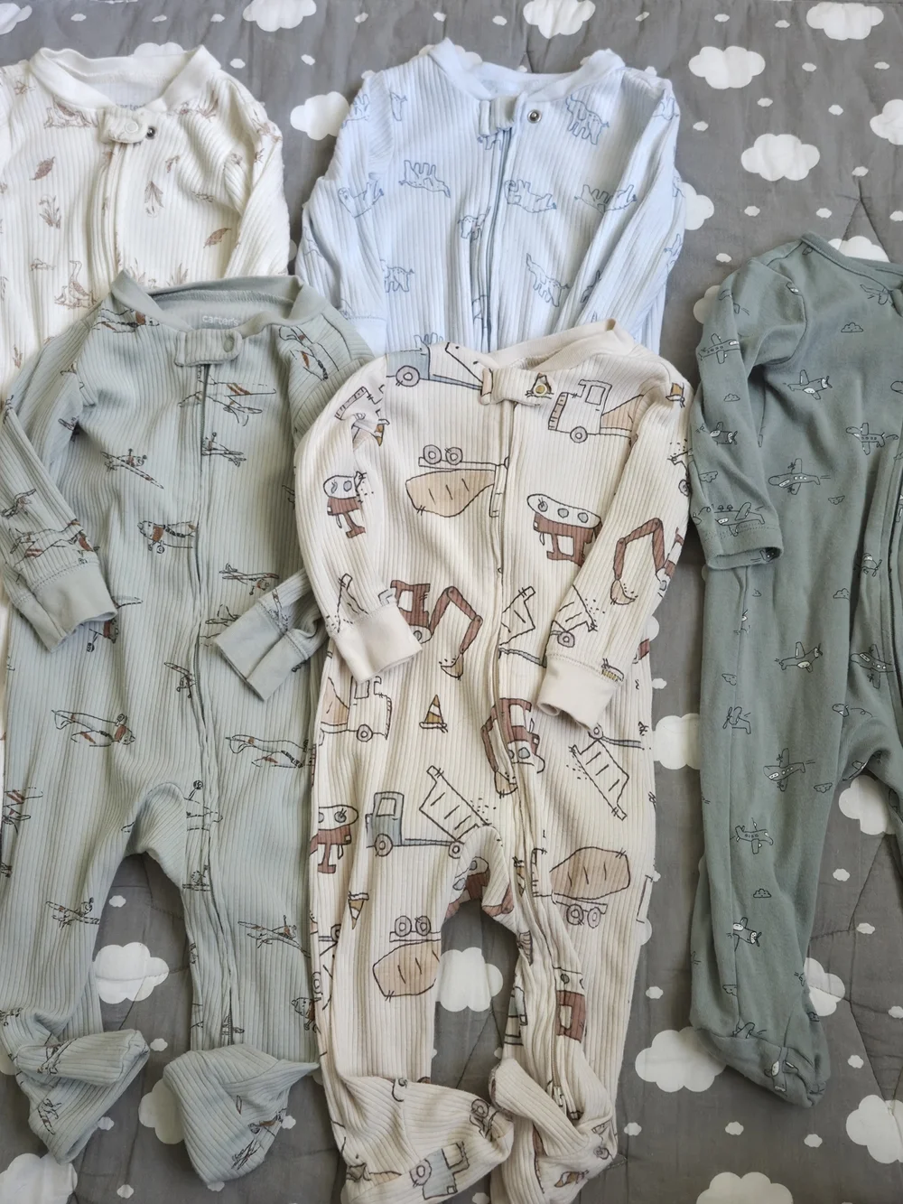 Carter's Ribbed Zip Footed One-Piece Sleepers Baby Boy Size 9M